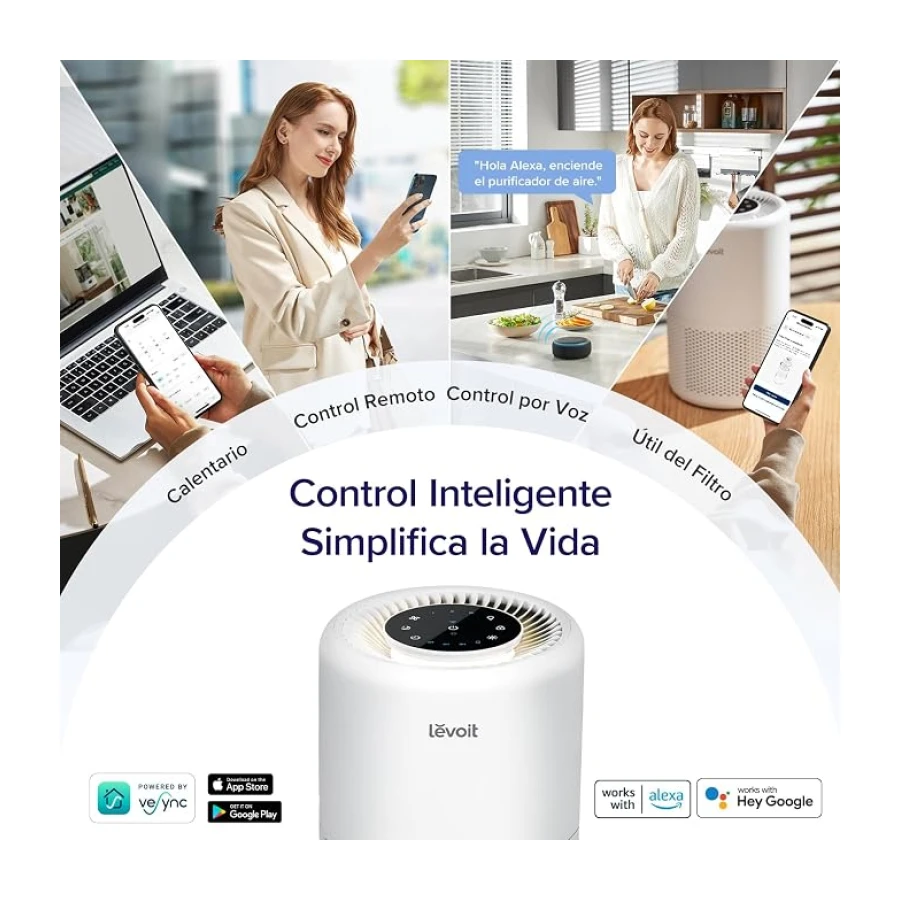 Levoit Purificador de Aire Silencioso 24dB, Inteligente, ALEXA, Core 200S
