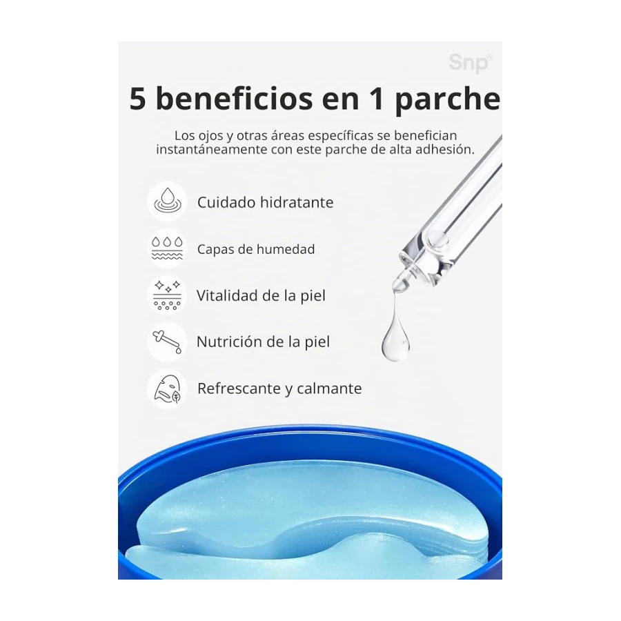 SNP Bird's Nest Aqua Eye Patch - Parches humectantes para los ojos con extracto de nido de Collocaliini (60 unidades)