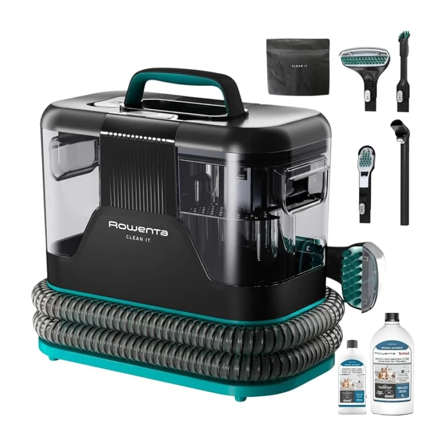 Rowenta Clean It, Aspiradora tapicerías 750 W, 7 Acc, Hasta 13,5 kPa | Limpieza rápida de derrames y manchas, Potente succión, Portátil, Rápido y fácil, Accesorio especial para mascotas, IN5020MAN