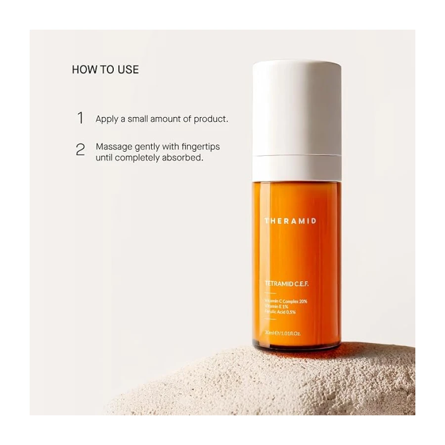 Theramid Tetramid C.E.F 30ml - Sérum Vitamina C Intensivo con 10% Vitamina C Tetra, Ácido Ferúlico y Vitamina E - Tratamiento Antioxidante, Antimanchas y Luminosidad - Efecto Antiedad y Firmeza