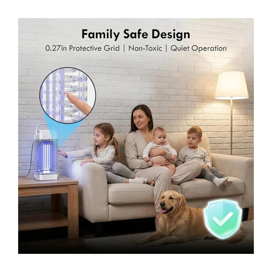 Mata Mosquitos electrico, lampara antimosquitos,Matamoscas eléctrico UV de 4200 V y 18 W, Captura Doble eficaz: luz UV + Efecto térmico, Amplio Alcance de 140㎡,para Interiores y Exteriores