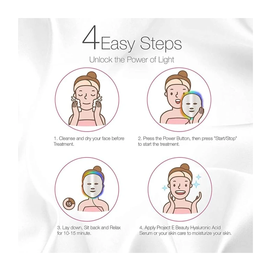 Máscara Light Therapy, Máscara Led Facial 7 Colores, Belleza Facial Fotón Rejuvenecimiento de la Piel Fototerapia Tratamiento de la Piel Facial Cuidado Antienvejecimiento
