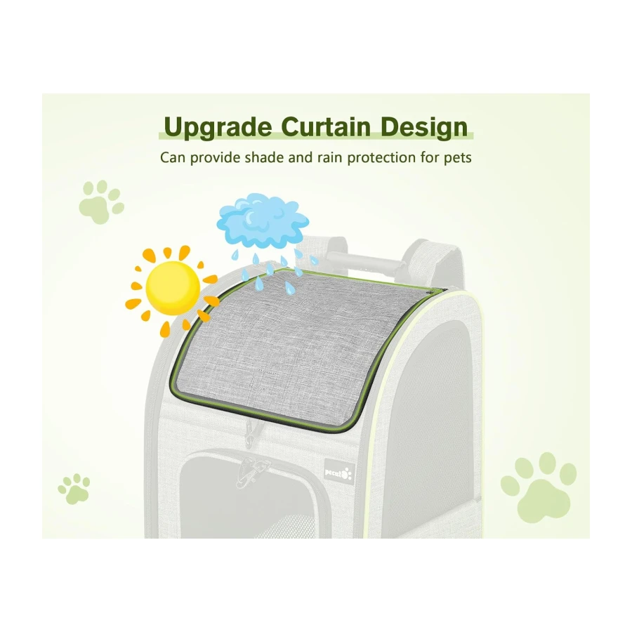 Pecute Mochila Gato＜6kg Mochilas para Gatos y Perro Transportin Gato Expandible y Plegable para Viajar en Tren/automóvil/Restaurante, Gris (Ventana de Malla)