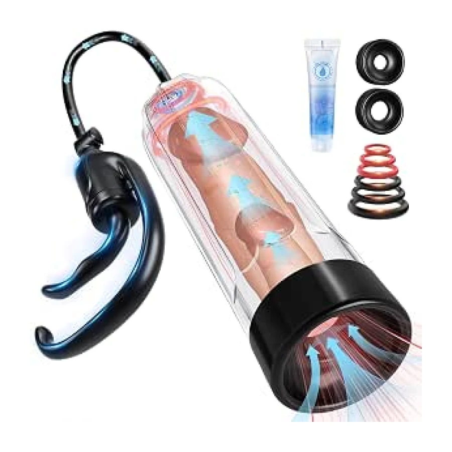 Penis Pump Juguetes Sexuales Hombre - Eróticos para Pareja Sexuales Masturbádores Masculino más Vendido, Alargador Bomba de Vacio Erector con 6 Anillos para el Pene, Masturbador Succión para Sexuales