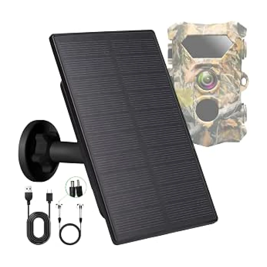 Panel solar de 12V/1A 6V/2A con batería de litio recargable integrada de 4000 mAh, accesorio de caza, IP66 impermeable compatible con cámaras de caza o alimentadores de ciervos (1 unidad)