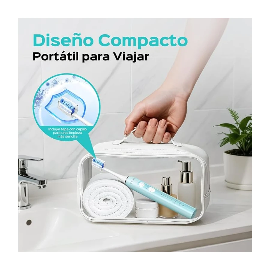 COSLUS C30 Cepillo de Dientes Eléctrico Sónico: 5 Modos con 3 Niveles de Intensidad - Diseñado para Dientes Sensibles - Adecuado para uso Doméstico o de Viaje - Dos Tipos de Cabezales de Cepillo