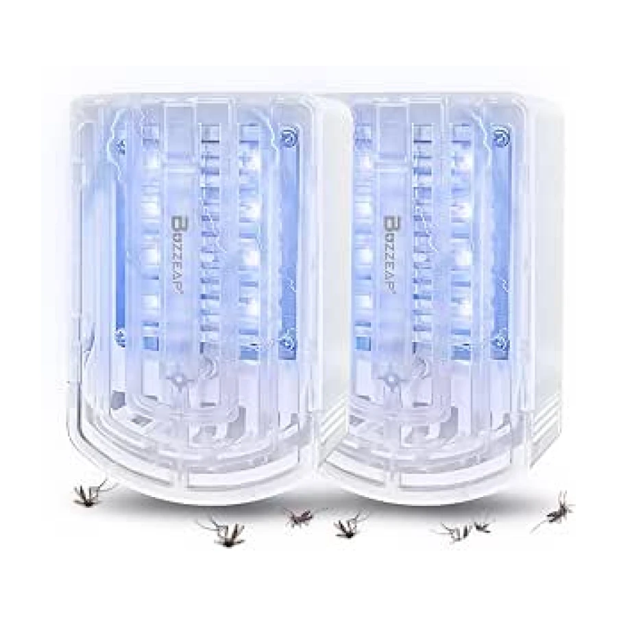 Lámpara Antimosquitos Electrico, 2 Piezas Mata Mosquitos con 10 LED UV, Repelente Mosquitos Interior, Trampa para Insectos Silenciosa Enchufe para Comedor, Cocina, Dormitorio (Luz Azul)