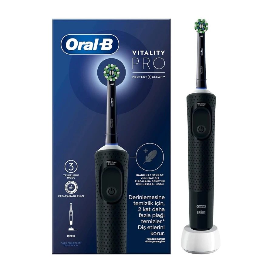 Oral-B Şarjlı/Elektrikli Diş Fırçası Vitality Pro Siyah Koruma ve Temizlik