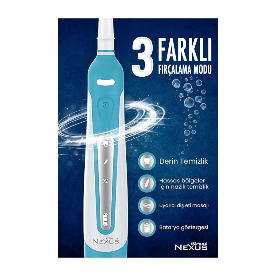 Direct Nexus Pro Elektrikli Şarj Edilebilir Diş Fırçası 3 farklı çalışma modu