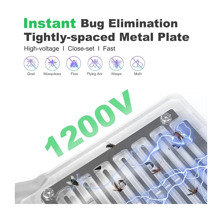 Lámpara Antimosquitos Electrico, 2 Piezas Mata Mosquitos con 10 LED UV, Repelente Mosquitos Interior, Trampa para Insectos Silenciosa Enchufe para Comedor, Cocina, Dormitorio (Luz Azul)