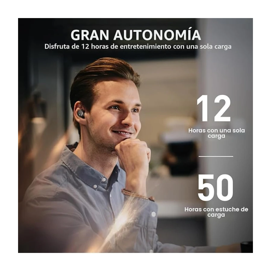 TOZO T6 Auriculares Inalámbricos Bluetooth 5.3,compi Deportivo fiable | IPX8 sumergible, 50H batería, carga rápida Inalámbrica/USB-C, OrigX 2.0, Sonido premium, IA llamadas, Control Táctil, 32 EQs