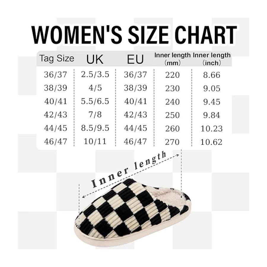 Guyarns Zapatillas casa Mujer Hombre,Pantuflas Mujer Invierno de Memoria viscoelástica a Cuadros con Suela Antideslizante Dormitorio para Interior Exterior