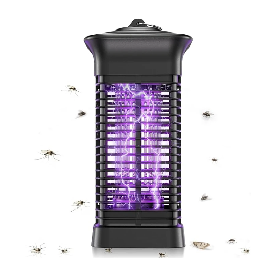 Lámpara Antimosquitos, Mata Mosquitos Eléctrico para Interior Exterior | Luz UV 360°, Rejilla 3000V, Bandeja extraíble, Resistente al agua IPX4, Para dormitorio y terraza