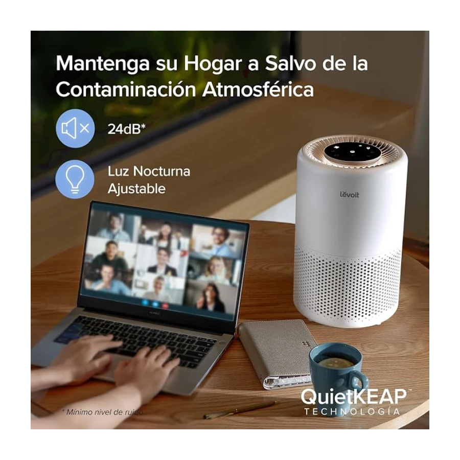 Levoit Purificador de Aire Silencioso 24dB, Inteligente, ALEXA, Core 200S