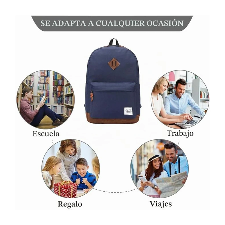 VASCHY Mochila Escolar 23L para Adolescente Universidad Uso Casual Viaje