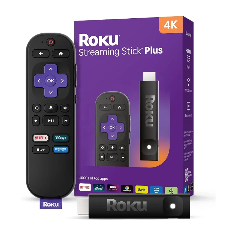 Roku® Streaming Stick™ Plus 2025 - Dispositivo de transmisión Roku 4K y HDR para TV con Control Remoto por Voz - TV Gratis y en Vivo