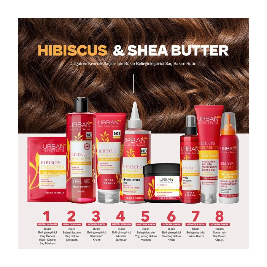 URBAN Care Twisted Curls Hibiscus & Shea Butter Kıvırcık ve Dalgalı Saçlara Özel Yoğun Saç Bakım Maskesi 230 ml- Vegan