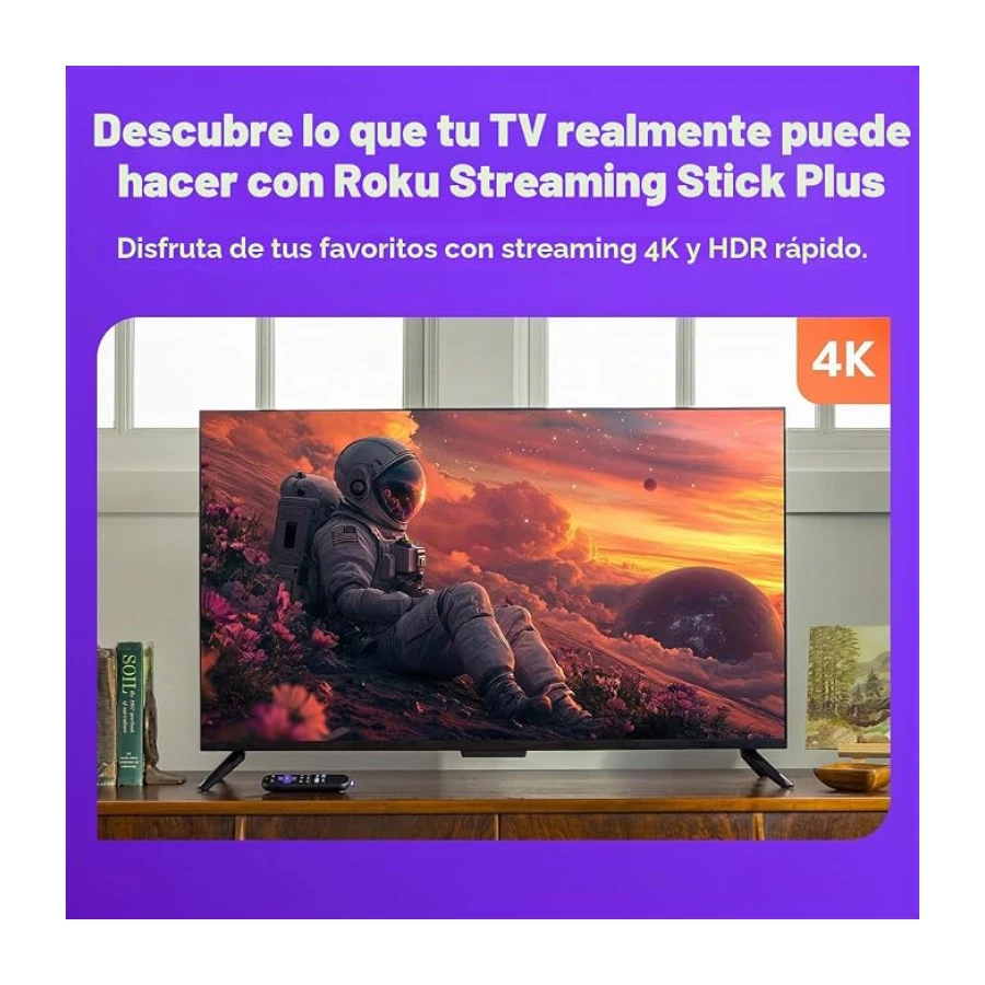 Roku® Streaming Stick™ Plus 2025 - Dispositivo de transmisión Roku 4K y HDR para TV con Control Remoto por Voz - TV Gratis y en Vivo