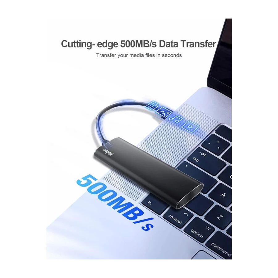Netac 2TB Portátil SSD Disco Duro Externo USB 3.2 Portátil de Estado Sólido Gen 2 Tipo-C Negro