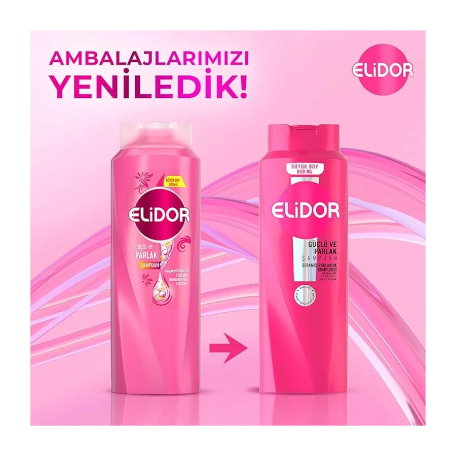 Elidor Saç Bakım Şampuanı, Güçlü ve Parlak, 650 ml