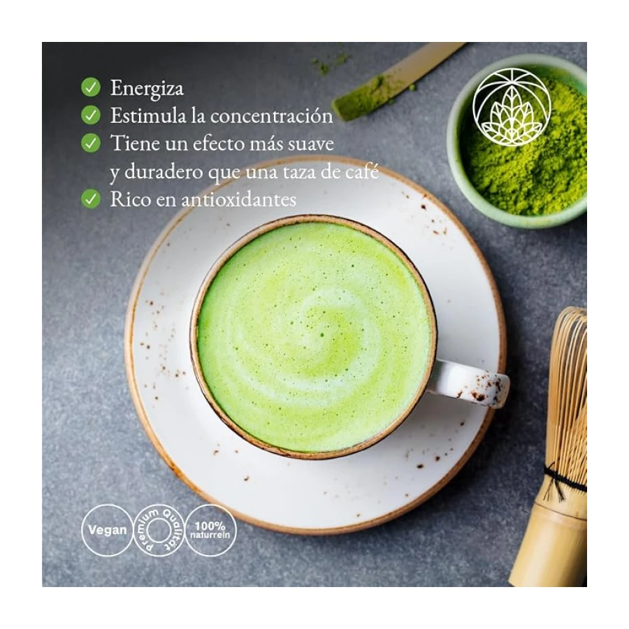 Organic Matcha Tea Powder from Japan Monte Nativo (100g) - Organic Macha Tea - Herbal Infusions - Green Tea - Carefully Cut and Dried - 100% Pure and Natural | Organic Macha tea - Cuidadosamente cortado y secado – Puro y natural