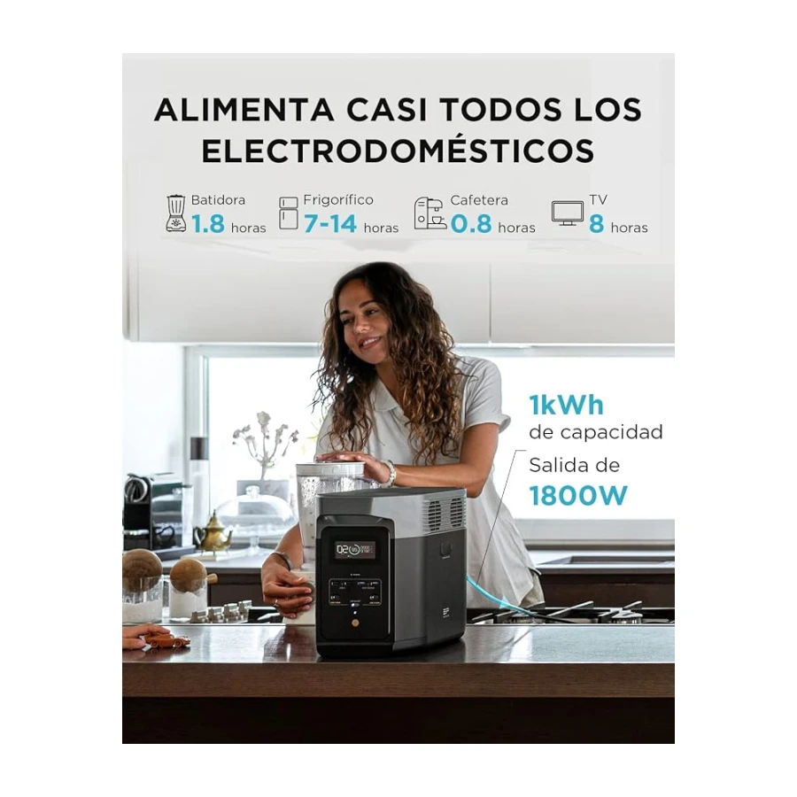 Estación de Energía Portátil EcoFlow Delta 2 1024 WH, Generador Solar