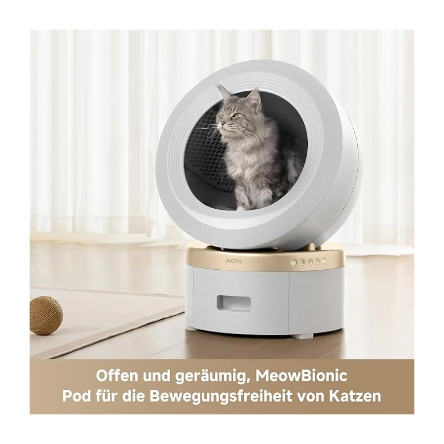 MOVA MeowgicPod LR10 Prime Akıllı Kedi Tuvaleti, 15 Güne Kadar Temizlik Gerektirmez, Çift Hazneli Sistem, Kolay Temizleme, Uygulama ile Uzaktan Kontrol