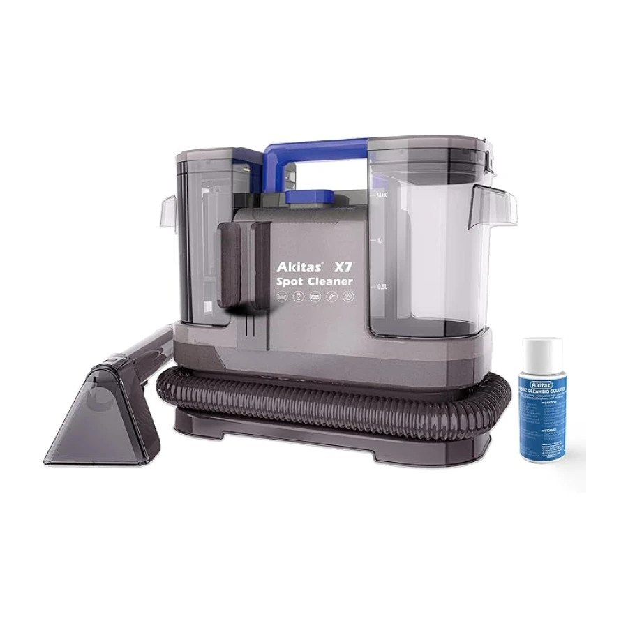 Akitas X7 600W Aspiradora de Agua Tapicería con Función de Autolimpieza Limpiador de Tapicerías Portátil 14kPa Pelos de Mascotas Sofás Colchones Alfombras Coches Depósito Doble