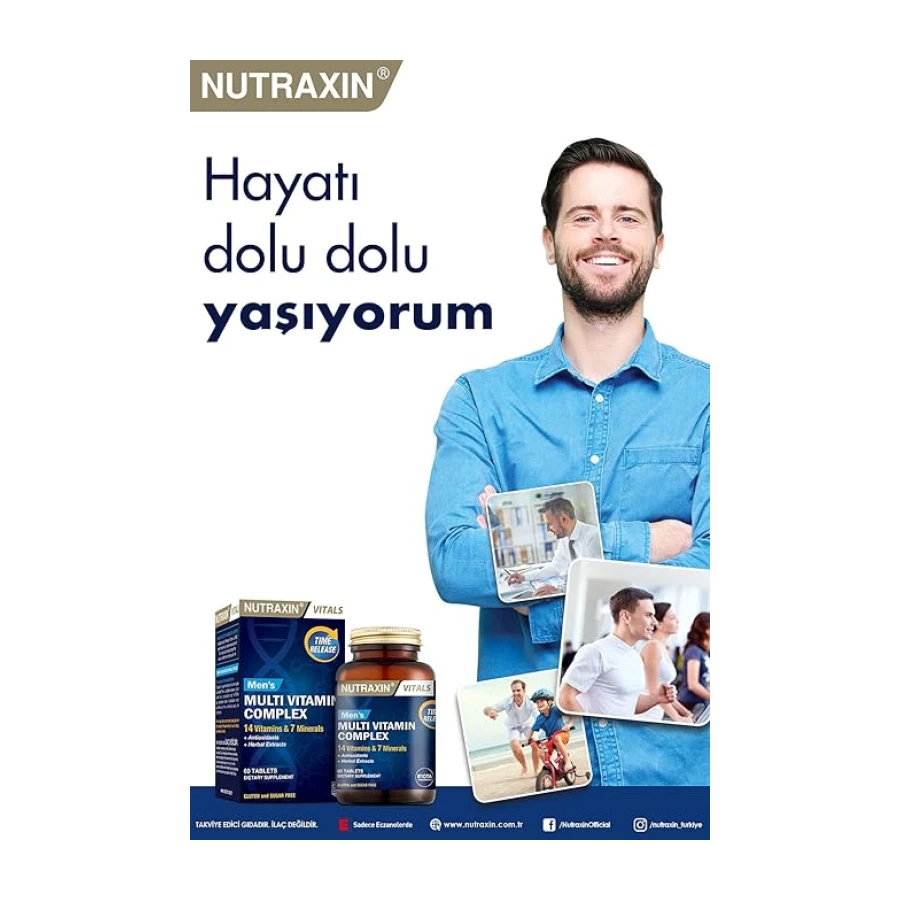 Nutraxin Men's Multi Vitamin Complex 60 Tablet Takviye Edici Gıda