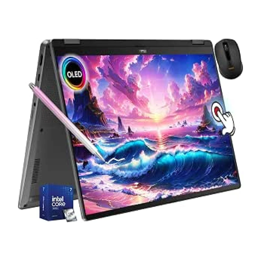 ASUS Vivobook Flip - Laptop OLED Touch Copilot+ de 14 pulgadas, Intel EVO Core Ultra 7 256 V, Wi-Fi 7, bisagra de 360°, Thunderbolt4, Win 11, con mouse inalámbrico y lápiz capacitivo (16 GB de RAM |