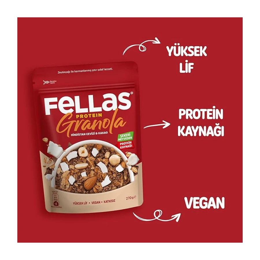 Fellas Protein Granola Hindistan Cevizi ve Kakao 270 gr