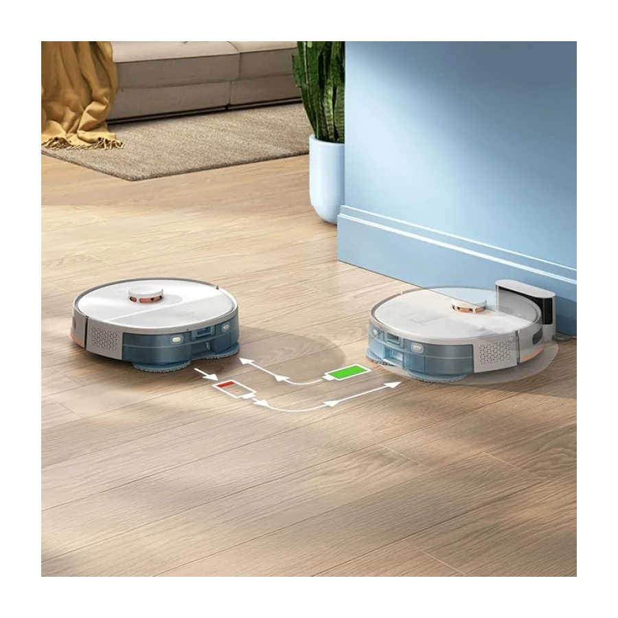 Philips HomeRun 5000 Serisi Robot Elektrikli Süpürge, Çift Döner Mop, Süpürme ve Paspas, 10.000Pa Emiş Gücü, Lazer Çizgi Navigasyon, HomeRun Uygulaması, İpek Beji (XU5000/20)