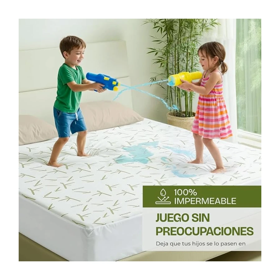 Utopia Bedding Protector de Colchón 150 x 200 x 30 cm Impermeable, Viscosa Premium, Certificación Oeko-Tex, Cubre Colchón Transpirable, Elástico En Todo