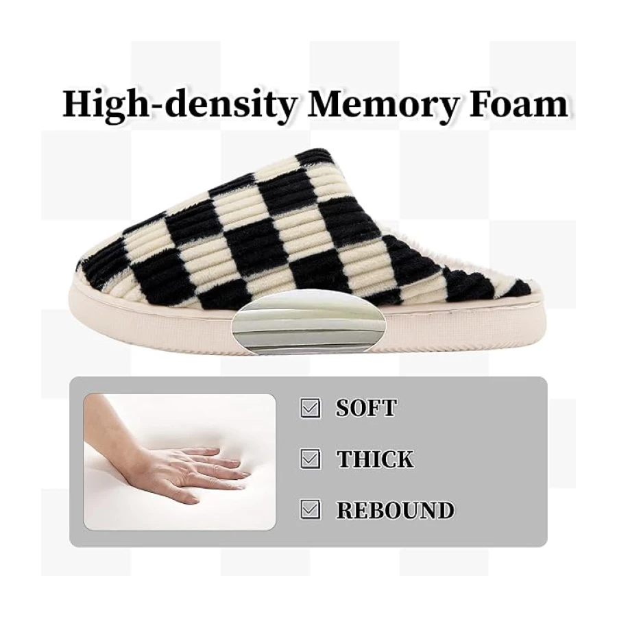 Guyarns Zapatillas casa Mujer Hombre,Pantuflas Mujer Invierno de Memoria viscoelástica a Cuadros con Suela Antideslizante Dormitorio para Interior Exterior