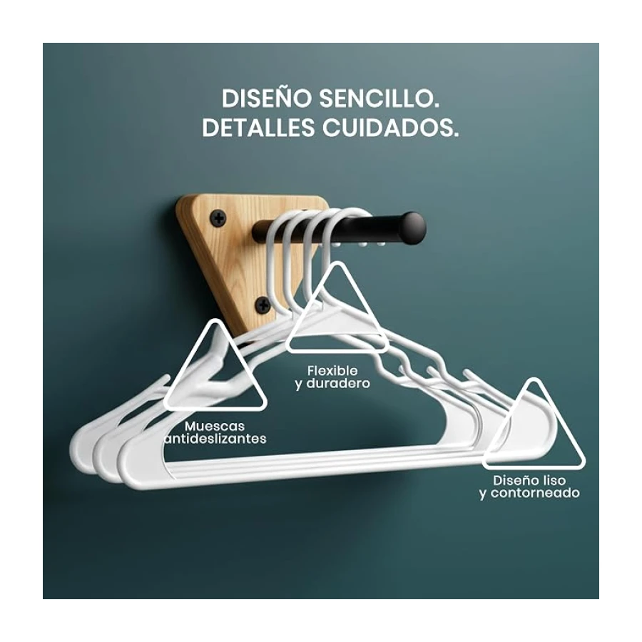 Utopia Home Paquete de 50 Perchas de Plástico, Blancas