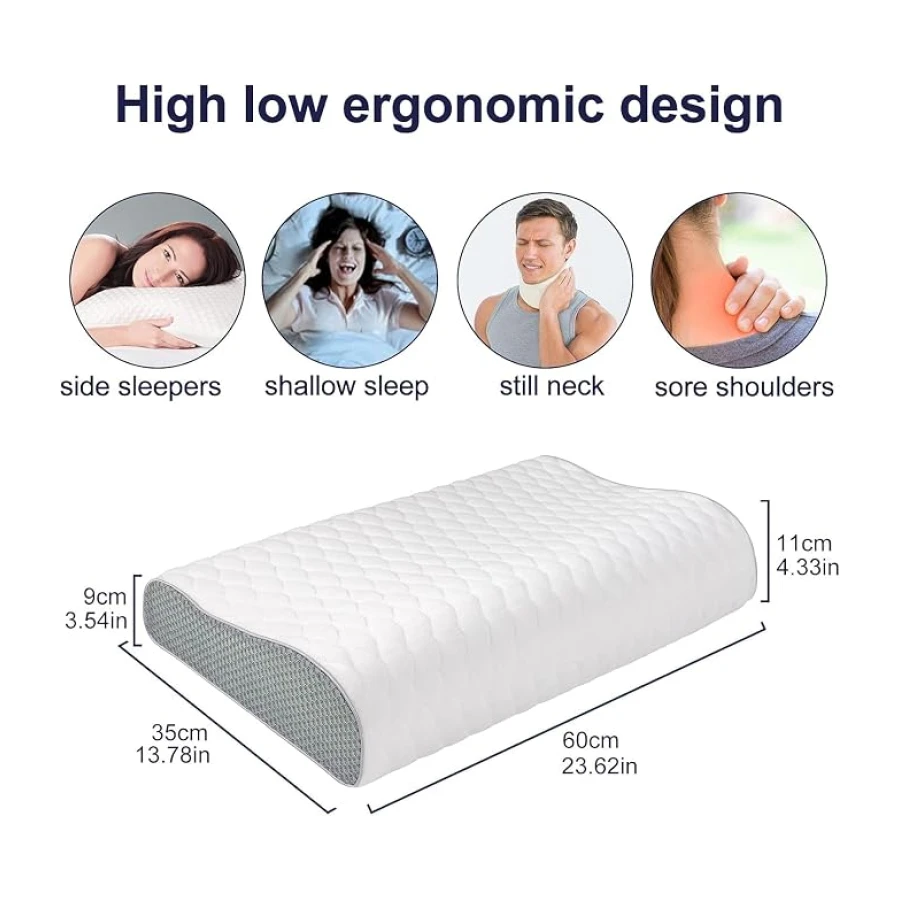 Fityou Almohada Viscoelastica, Almohada Cervical Antiacaros con 3D Malla, Almohada Ortopedica Diseño Ergonómico Terapéutico Reduce Dolores Cervicales, Funda de Bambú Extraíble y Lavable