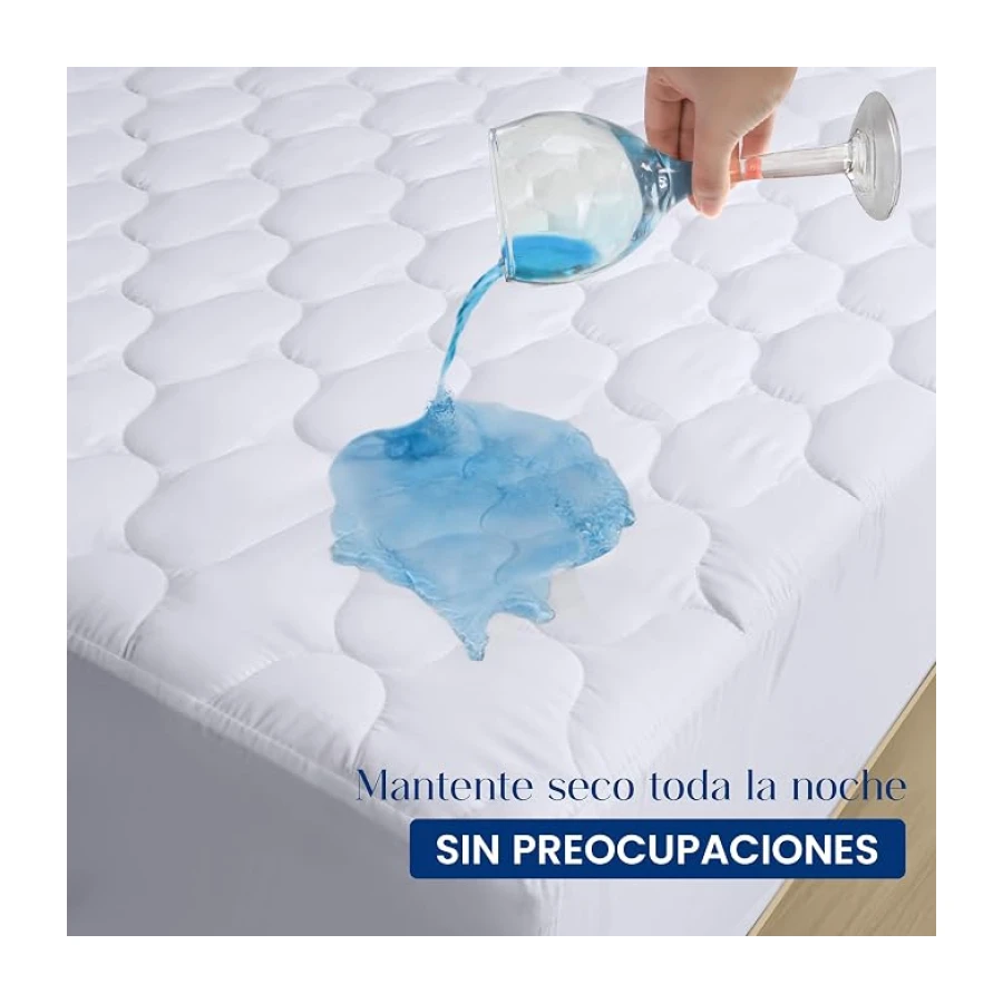 Protector Colchon Impermeable 150x200 cm, Acolchado Cubrecama Funda colchon