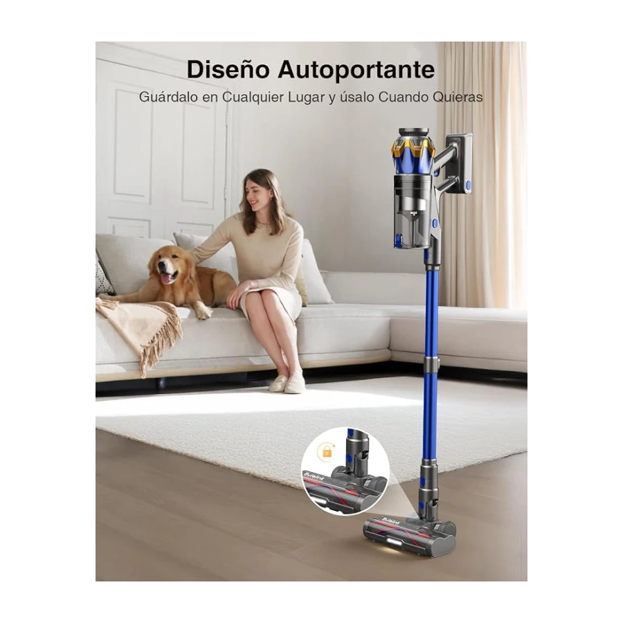 Aspiradora sin Cable 55Kpa/650W/65Min para Suelos/Alfombras/Pelo de Animale