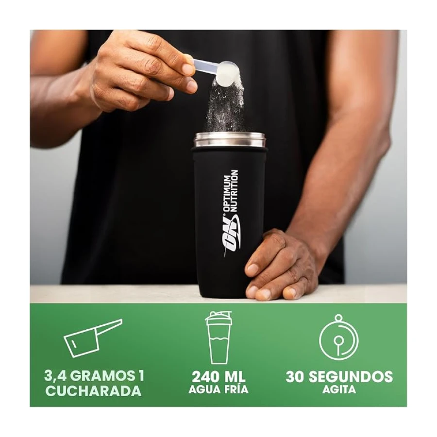 Optimum Nutrition Creatina Monohidrato Micronizada en Polvo, 634g | Sin Sabor,186 Porciones,Suplemento para Favorece la Fuerza y la Potencia Muscular, Pre y Post-Entrenamiento