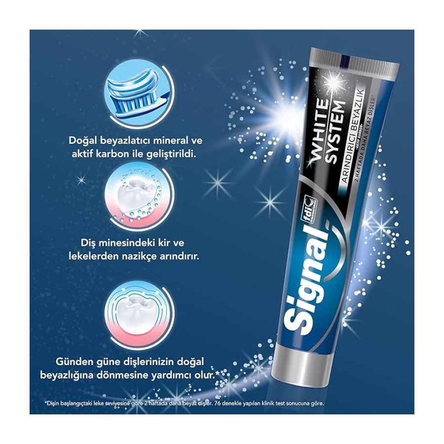 Signal White System Diş Macunu Arındırıcı Beyazlık Aktif Karbon 75 ml