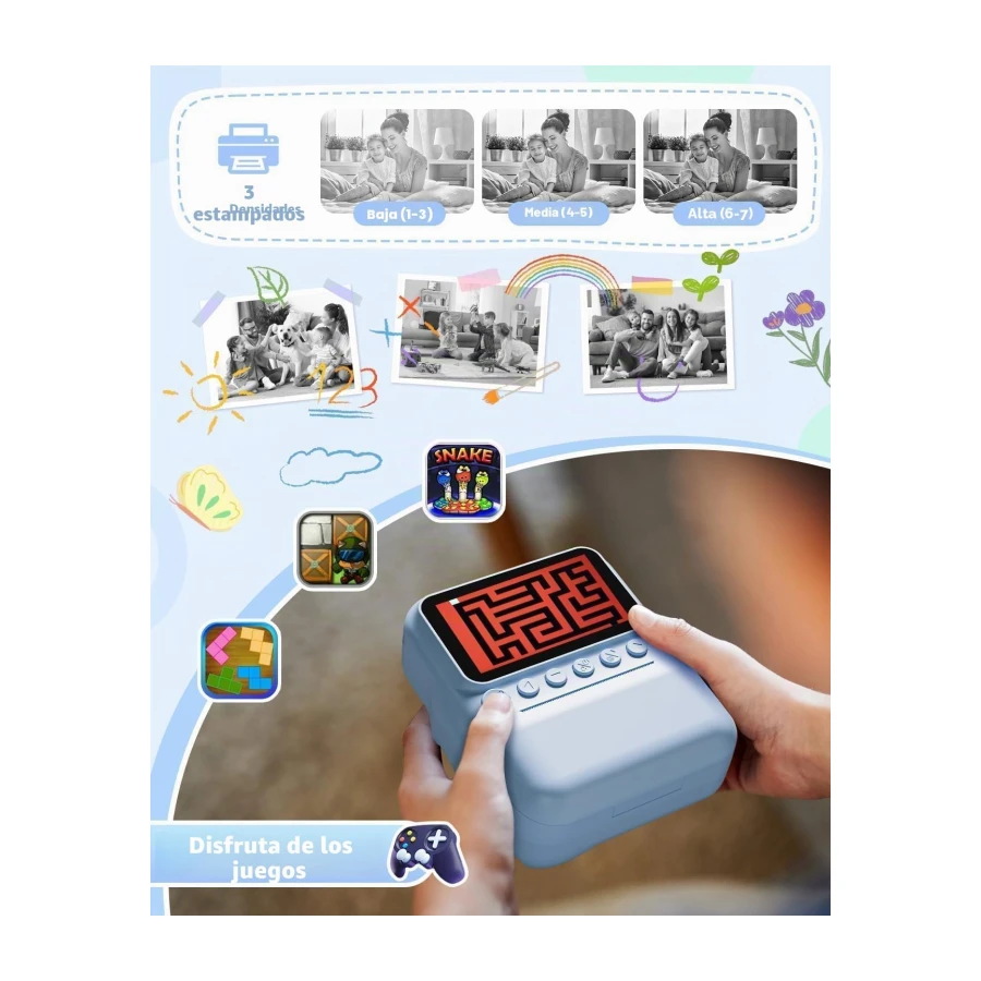 TIATUA Camara Fotos Infantil instantanea, 3,0'' HD 48 MP Cámara Instantánea para Niños con Tarjeta de 32 GB y 3 Rollos de Papel, Regalo para Niños y Niñas de 3 a 12 Años (Azul)
