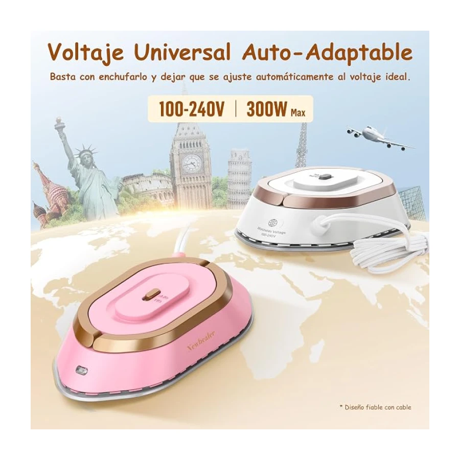 Newbealer Plancha de Viaje para Ropa, Plancha Pequeña Universal 100V-240V