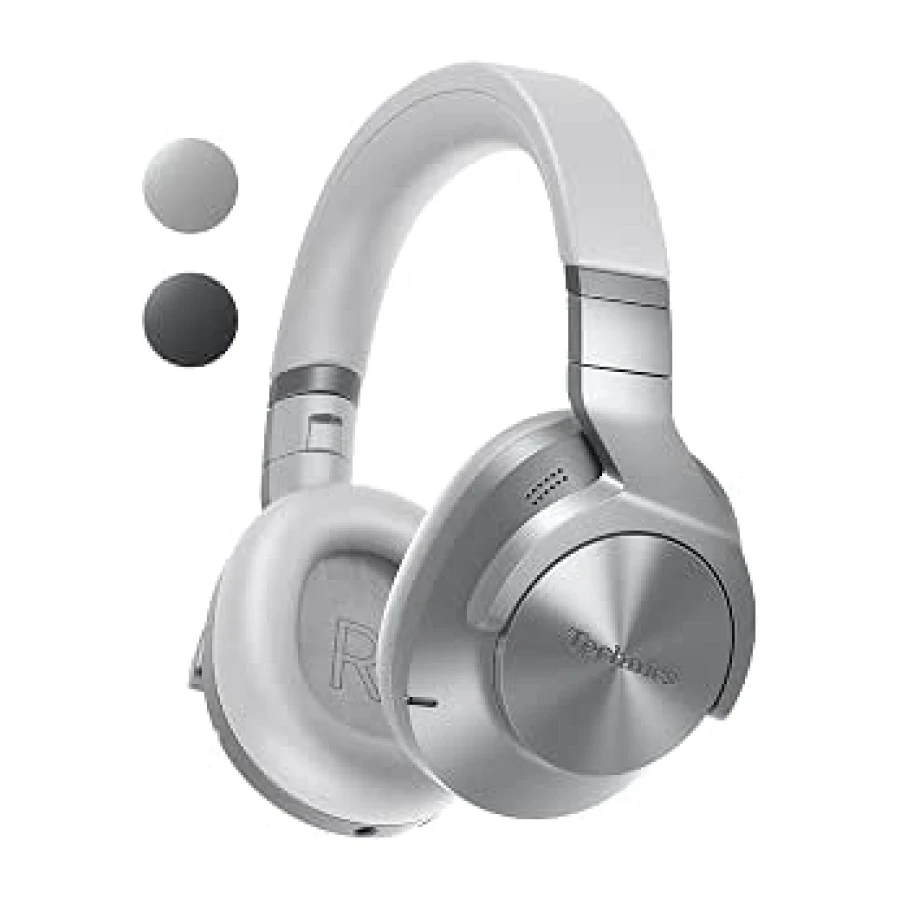 Technics EAH-A800E-S Auriculares Inalámbricos Bluetooth Over Ear, con Cancelación de Ruido y Micrófono, Hasta 50 Horas de Reproducción, Plata