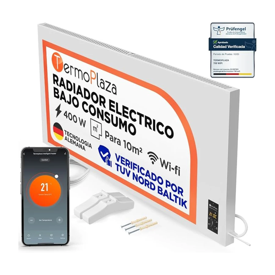Termoplaza Radiador Infrarrojo WiFi 400 W hasta 10 m² Bajo Consumo