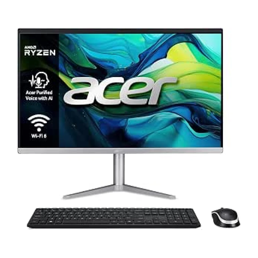 Acer Aspire C24-1300 All in One - Monitor 23.8" FullHD (AMD Ryzen 5 7520U, 16GB RAM, 512GB SSD, AMD Radeon Graphics, Windows 11 Home) Ordenador + Teclado QWERTY Español y Ratón Inalámbrico