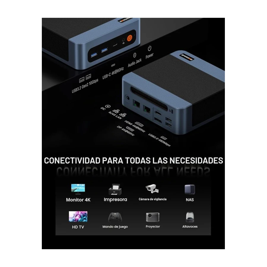 BOSGAME E5 Mini PC AMD Ryzen 5300U W-11 Pro (hasta 3.8 GHz, Superior 4300U/N150) 8 GB de RAM DDR4, SSD de 256 GB, Triple Pantalla 4K, WiFi 5, BT5.0, Doble LAN. Micro PC para Escuela/Negocios/hogar