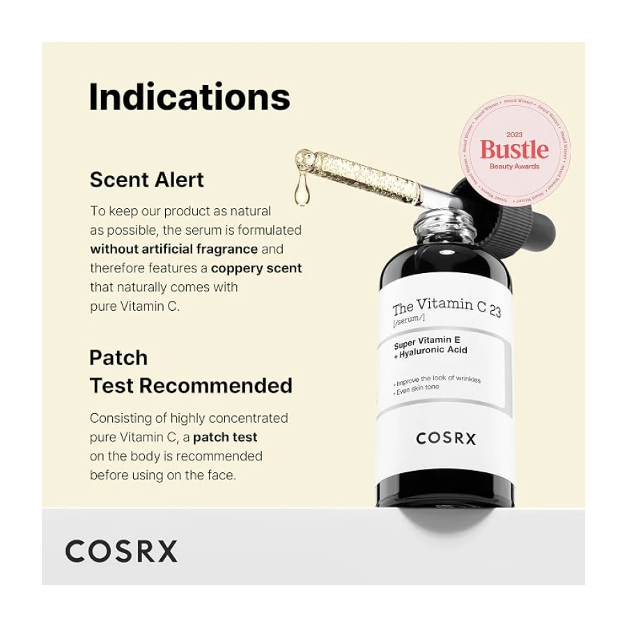 COSRX Suero puro de vitamina C 23% con vitamina E (ácido ascórbico) y ácido hialurónico, suero facial hidratante, reduce las líneas finas, 0,7oz/20 g, cuidado de la piel coreana