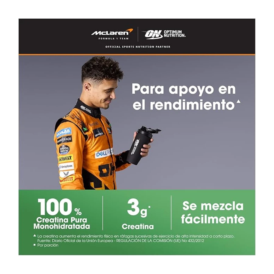 Optimum Nutrition Creatina Monohidrato Micronizada en Polvo, 634g | Sin Sabor,186 Porciones,Suplemento para Favorece la Fuerza y la Potencia Muscular, Pre y Post-Entrenamiento