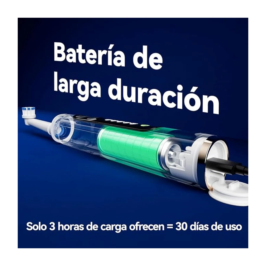Seago Cepillo Electrico Recargable, Cepillo de Dientes Eléctrico Rotativo con Estuche de Viaje,8 Cabezas para la familia,5 Modos, Temporizador 2 Min,IPX7, SG2607, Negro