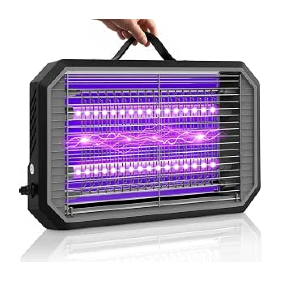 Loowoko Lampara Antimosquitos Interior 4200V, Mata Mosquitos Electrico UV Doble LED,Cable de 1,3 m,Rejilla de Seguridad,Sin químicos, para Interiores & Zonas Exteriores Cubiertas